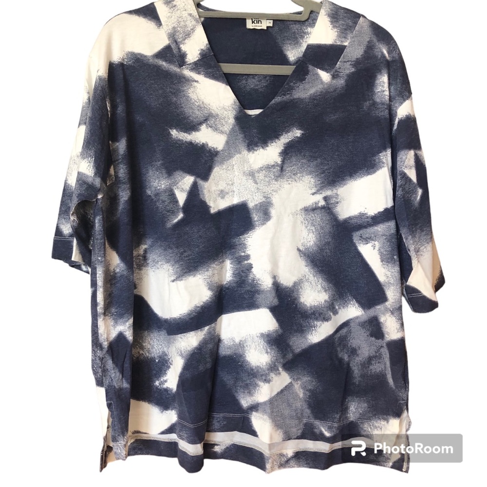 Kin by John Lewis Cotton Pullover Tunic Abstract Print Oversized Lagenlook M/L